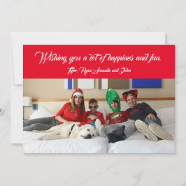 モダンなクリスマス家族写真 ホリデーレッド シーズンカード