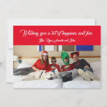 モダンなクリスマス家族写真 ホリデー レッド