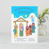 モダンなクリスマス生誕の場面パーティー招待状 招待状 (スタンド正面)