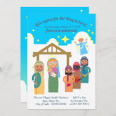 モダンなクリスマス生誕の場面パーティー招待状 招待状 (正面/裏面)