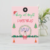 モダンなクリスマス2023リース シーズンカード (スタンド正面)