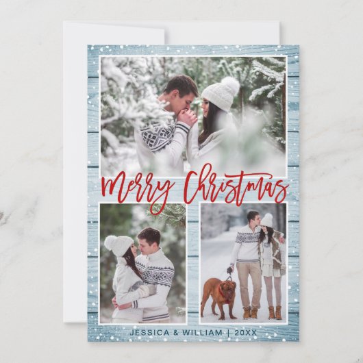 モダンなクリスマス3 フォト グリーティング シーズンカード (正面)