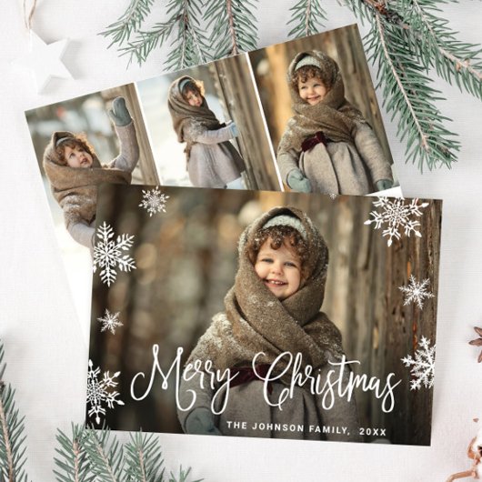 モダンなクリスマス4写真グリーティング シーズンカード
