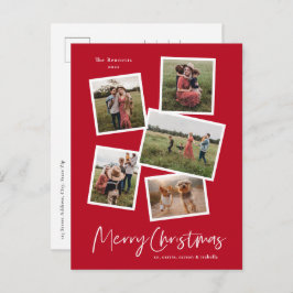 モダンなクリスマス5枚の写真コラージュ シーズンポストカード
