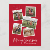 モダンなクリスマス5枚の写真コラージュ シーズンポストカード (正面)