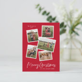 モダンなクリスマス5枚の写真コラージュ シーズンポストカード (スタンド正面)