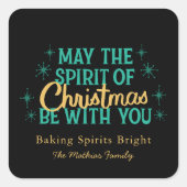 モダンなクリスマス スピリット ブライト カラフルなホリデーシーズン スクエアシール (正面)