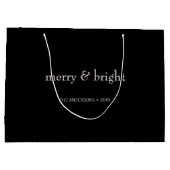 モダンなクリスマス ピンク ブラック ホリデー ラージペーパーバッグ (裏面)