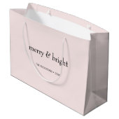 モダンなクリスマス ピンク ブラック ホリデー ラージペーパーバッグ (裏面アングル)