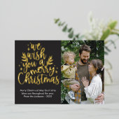 モダンなクリスマス　フォイル加工　写真入り　ホリデーカード 箔シーズンカード (立ち正面)