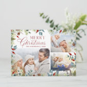 モダンなクリスマス フォト コラージュ 冬のグリーン シーズンカード (スタンド正面)