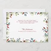 モダンなクリスマス フォト コラージュ 冬のグリーン シーズンカード (裏面)