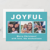 モダンなクリスマス ブルー フォトコラージュ シーズンカード (正面/裏面)