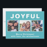 モダンなクリスマス　ブルー　フォトコラージュ シーズンカード<br><div class="desc">このモダンな３つの写真を使ったホリデーグリーティングカードは、鮮やかなブルーの背景に、大きなポジティブなホワイトの文字と、あなたの名前を入れたクリスマスメッセージが特徴です。 このトレンディーなカードの裏面は、シンプルなホワイトです。</div>