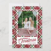 モダンなクリスマス プレイド フォト シーズンカード (正面)