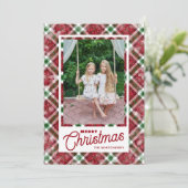 モダンなクリスマス プレイド フォト シーズンカード (スタンド正面)