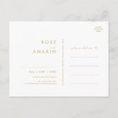 モダンなクリスマス | ホワイト セーブ・ザ・デート ポストカード (裏面)