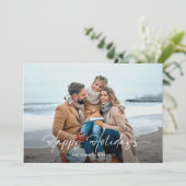 モダンなクリスマス　ミニマルスクリプト　ハッピー ホリデイズ シーズンカード (スタンド正面)