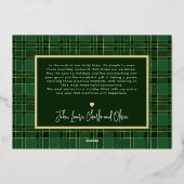 モダンなクリスマス　ミニマル　１枚の写真　緑　金 箔シーズンカード (裏面)