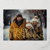 モダンなクリスマス ミニマル 1枚の写真 エレガント 箔シーズンカード (正面)