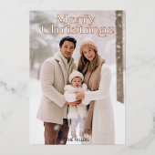 モダンなクリスマス ミニマル 1枚の写真 ベージュ 箔シーズンカード (正面)