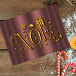 モダンなクリスマス ローズゴールド ノエル シーズンポストカード