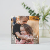 モダンなクリスマス 手書きスクリプトの写真 シーズンカード (スタンド正面)