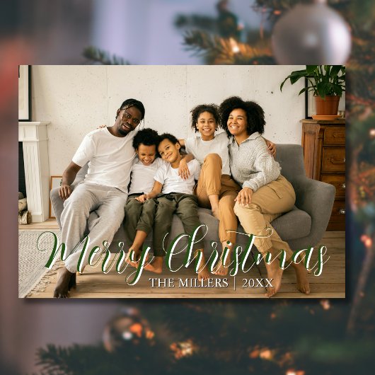 モダンなクリスマス 森の緑の写真 家族 シーズンカード