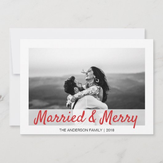 モダンなクリスマス 結婚して楽しい感謝の写真カード シーズンカード (正面)