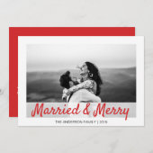 モダンなクリスマス 結婚 幸せな感謝の写真 シーズンカード (正面/裏面)