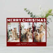モダンなクリスマス 赤い写真 箔シーズンカード (立ち正面)