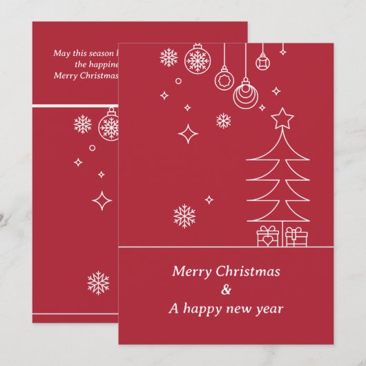 モダンなクリスマス 赤と白 シーズンカード (正面/裏面)