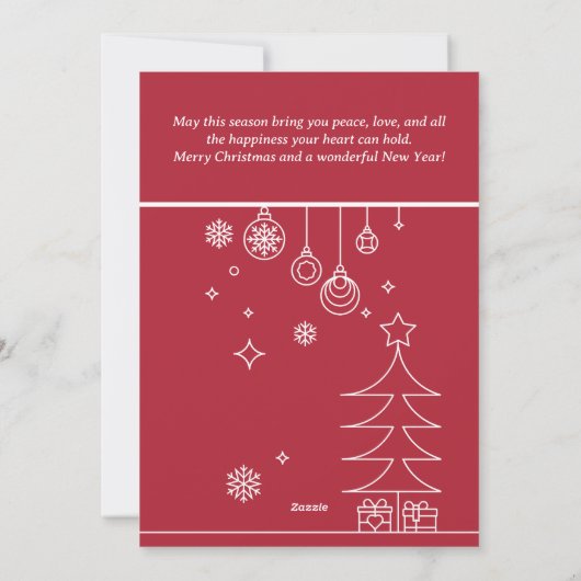 モダンなクリスマス 赤と白 シーズンカード (裏面)