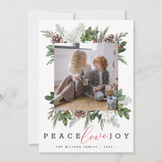 モダンなクリスマス 1 枚の写真 冬のフレーム ホリデー カード (正面)