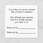 モダンなクリーニングのサービスおよび紹介カード 紹介カード (裏面)