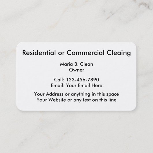 モダンなクリーニングサービス 名刺 (裏面)