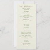 モダンなクリームとグリーンのミニマルウェディングプログラム (裏面)