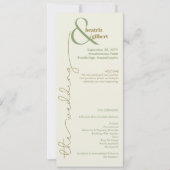 モダンなクリームとグリーンのミニマルウェディングプログラム (正面)