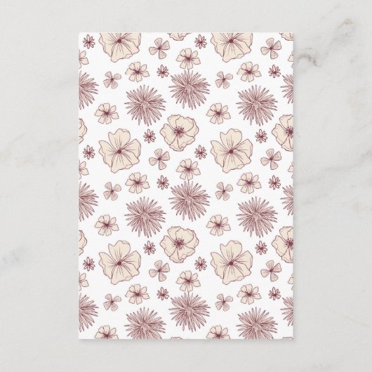 モダンなクリーム色の花柄詳細封筒カード エンクロージャーカード (裏面)