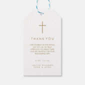 モダンなクロスゴールドの写真洗礼 ギフトタグ (正面)