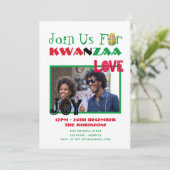 モダンなクワンザァーの写真パーティ招待状 7本のろうそく 招待状 (スタンド正面)