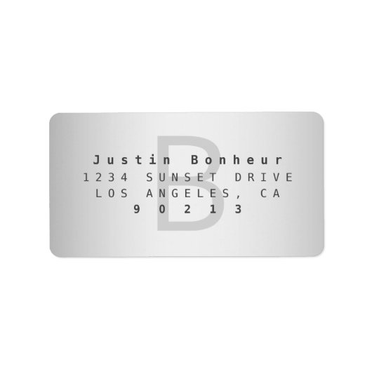 モダンなグラデーショングレイ 返信先住所 ラベル (正面)