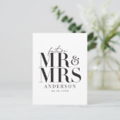 モダンなグラフィック タイポグラフィーで「Save the Date」 ポストカード (スタンド正面)