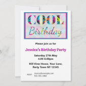 モダンなグラフィティの鮮やかな色のクールな誕生日 招待状 (正面)