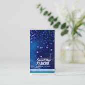 モダンなグリッターの《写真》ぼけ味のメーキャップアーティストの青 名刺 (スタンド正面)