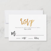 モダンなグリッターウェディングの返信カード 出欠カード (正面)