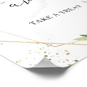 モダンなグリーンがかった葉のゴールド幾何学的好意の看板 ポスター (角)