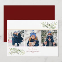 モダンなグリーンが印象的なクリスマスカード 3枚の写真