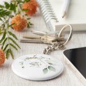 モダンなグリーンとゴールドのユーカリ キーホルダー (側面)