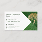 モダンなグリーンとゴールドの柳の木の庭園デザイン 名刺 (裏面)